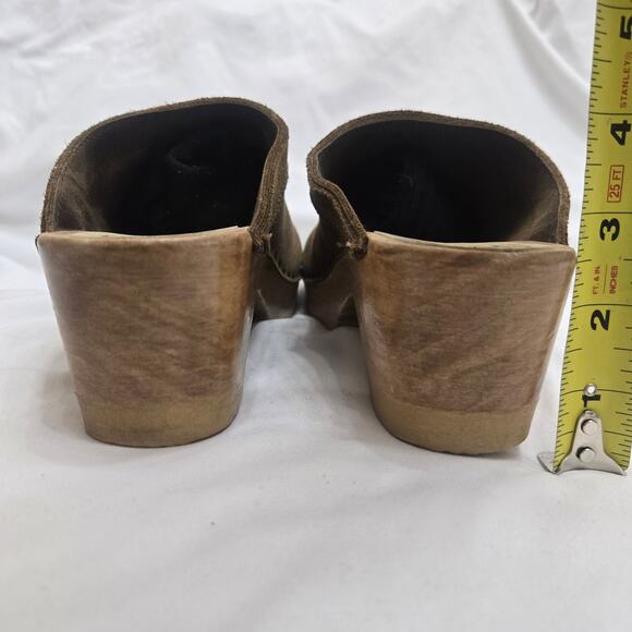 NEW Sven VintageY2K Brown Suede Heeled Slip On Swedish Mule Wooden Clogs 7.5 - Picture 8 of 12